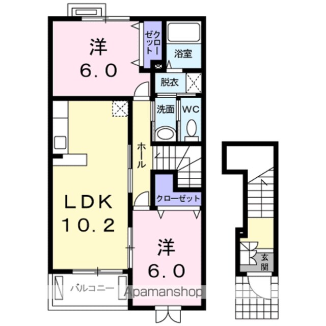 カルム　カーサⅠ[2LDK/57.02m2]の間取図