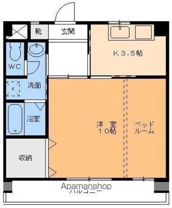 インペリアル持田[1K/33.6m2]の間取図