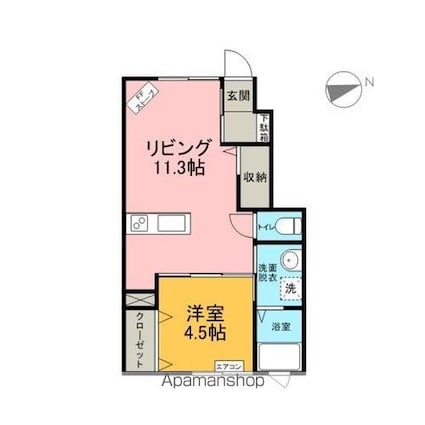 レジデンス青葉[1LDK/42.23m2]の間取図