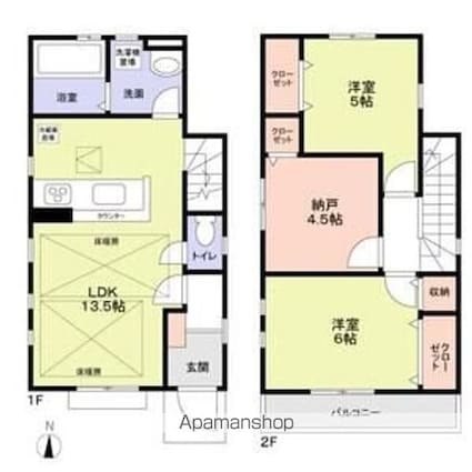 杉並区下高井戸４丁目戸建[2SLDK/70.38m2]の間取図