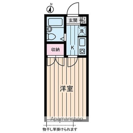 東京都世田谷区上馬２丁目[1K/18.6m2]の間取図
