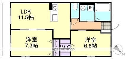 カルムＢ[2LDK/54.51m2]の間取図