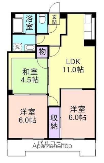 和歌山県和歌山市黒田[3LDK/64m2]の間取図