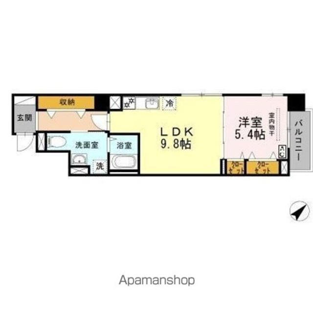 ボンシャンス[1LDK/42.87m2]の間取図