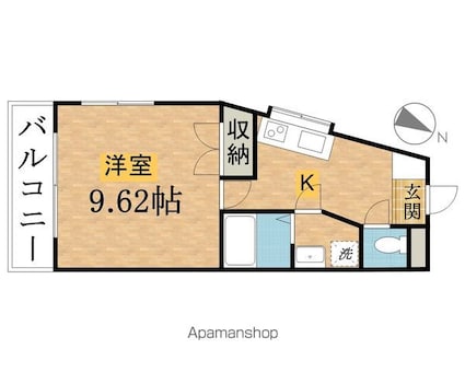 東京都八王子市椚田町[1K/32.06m2]の間取図