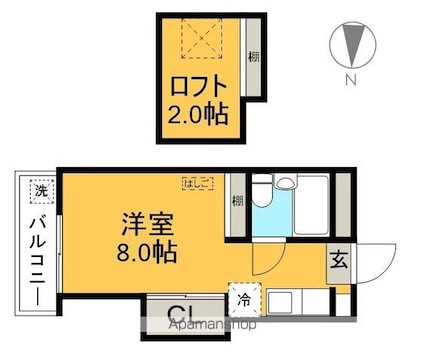 新堀ハイツ２[1R/17.82m2]の間取図