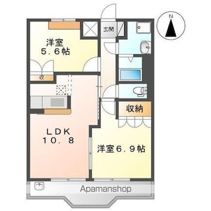 ファインパストラル　[2LDK/54.54m2]の間取図