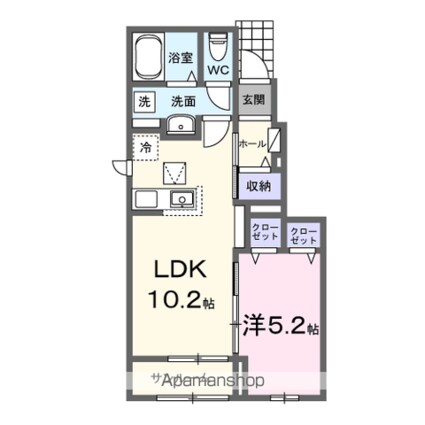フェリーチェ[1LDK/40.88m2]の間取図