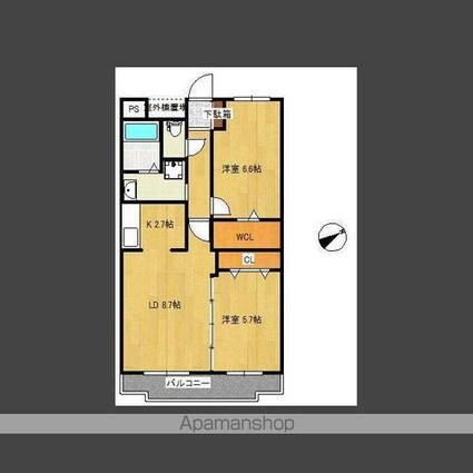 パストラル大町[2LDK/55.39m2]の間取図