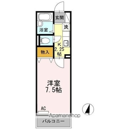 セジュールハゴロモ　Ａ棟[1K/22.52m2]の間取図