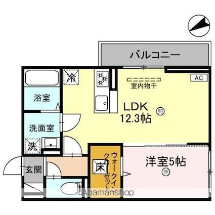ｃｏｌｌｉｎａ一里山　（コリーナイチリヤマ）[1LDK/42.79m2]の間取図