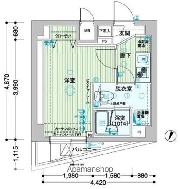 メインステージ板橋志村[1K/20.64m2]の間取図