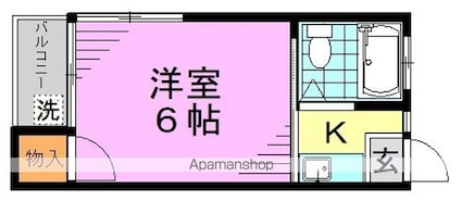 二幸ハウス[1K/15m2]の間取図