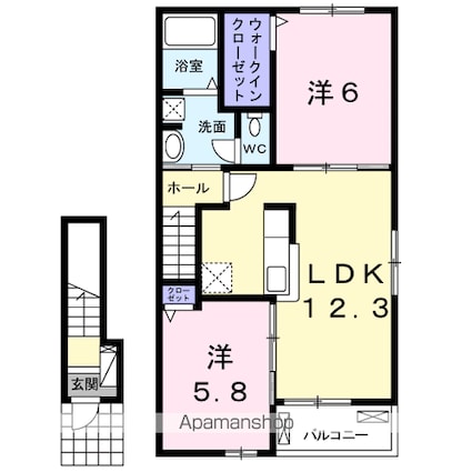 メゾン　プラ・トロワⅠ[2LDK/57.23m2]の間取図