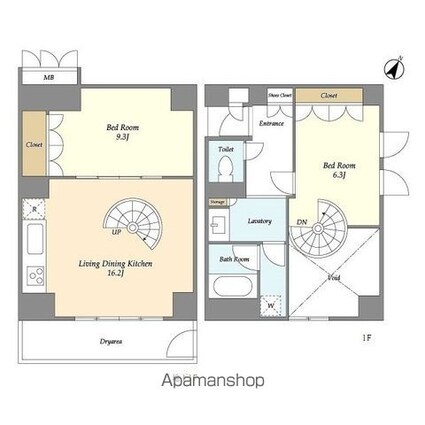 ＨＦ目黒行人坂レジデンス[2LDK/79.29m2]の間取図
