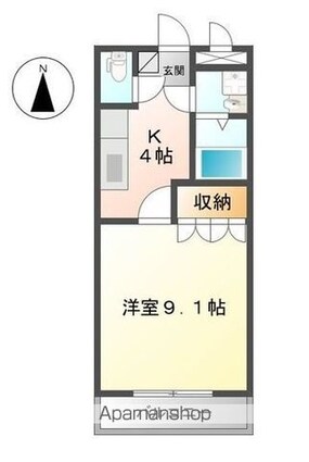 ボヌール・フルール[1K/31.02m2]の間取図