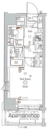 グラントゥルース大森ライズ[1K/21.08m2]の間取図