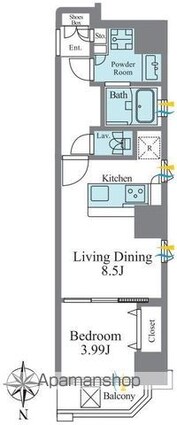 スタイルヒルズ秋葉原[1LDK/35.66m2]の間取図