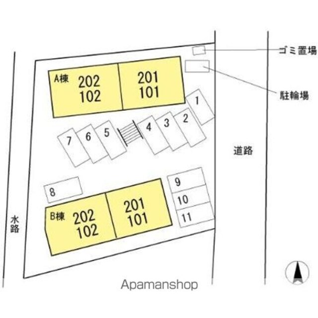 ツインハウス木村　Ｂ[1LDK/42.22m2]の配置図