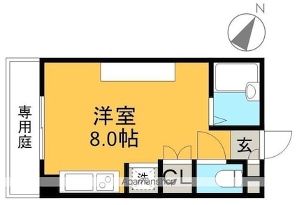 エトワール鴨部Ⅰ[1R/19.8m2]の間取図