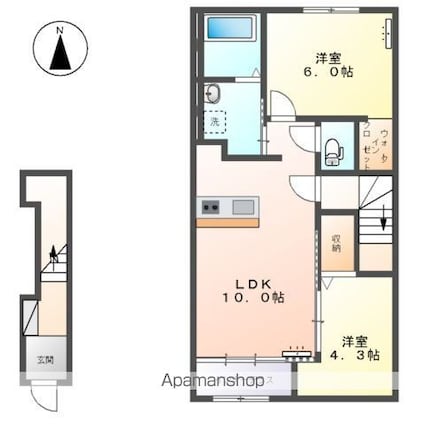 ロンサール羽生[2LDK/53.9m2]の間取図