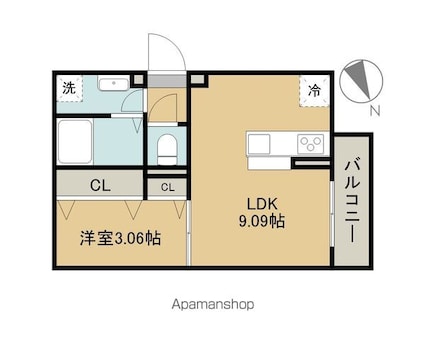 滋賀県大津市坂本７丁目[1LDK/30.28m2]の間取図