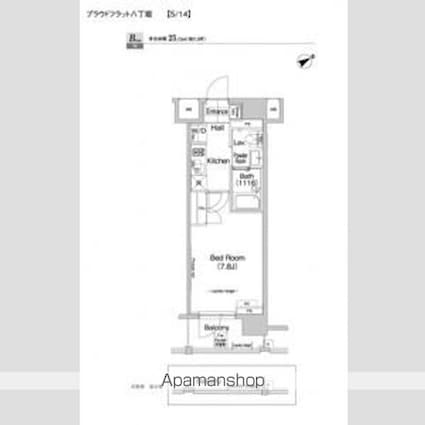 プラウドフラット八丁堀[1K/25.12m2]の間取図