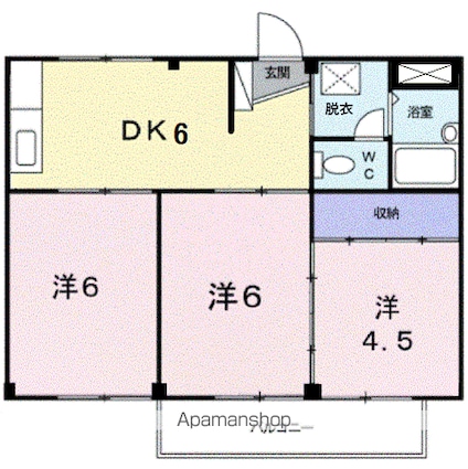 シティハイツ田園[3DK/48.44m2]の間取図