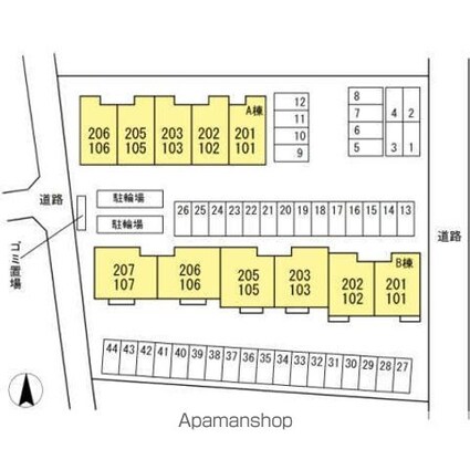 スペリアージュ　Ｂ棟[3LDK/68.43m2]の配置図