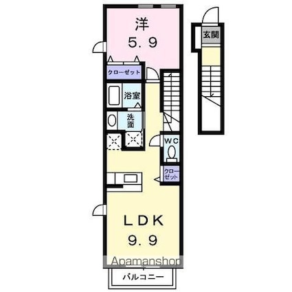 香川県高松市多肥上町[1LDK/41.98m2]の間取図