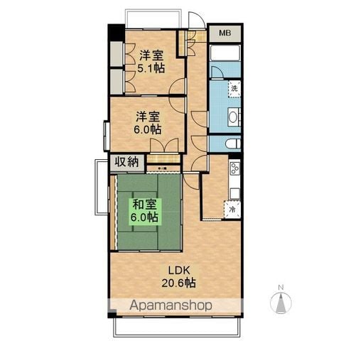 ダイアパレス東島田201の間取り写真