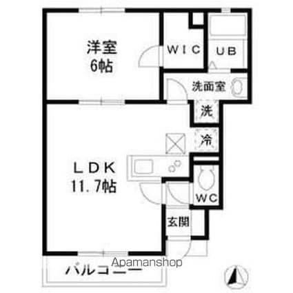 ビアンカ東金町Ｃ棟[1LDK/41.7m2]の間取図