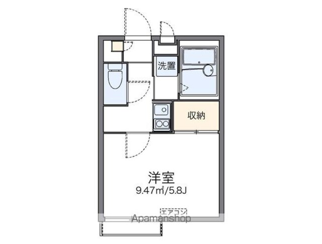 レオパレス大原Ｂ[1K/19.87m2]の間取図