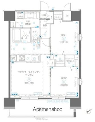アルファレジデンシア南千住[2LDK/62.72m2]の間取図