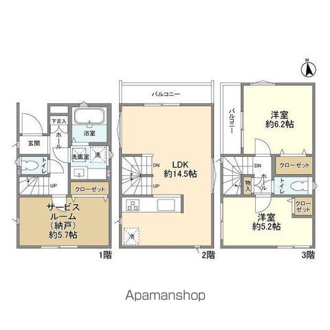 京成電鉄本線 堀切菖蒲園駅 徒歩8分 3階建 築3年の間取り写真