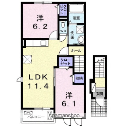 ペスカ[2LDK/55.86m2]の間取図