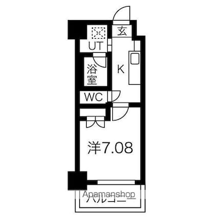 アールズタワー池下西[1K/24.96m2]の間取図