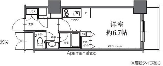 ＨＦ駒沢公園レジデンスＴＯＷＥＲ[1R/25.05m2]の間取図