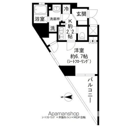 ＧＲＡＮＤ三軒茶屋ＷＥＳＴ[1K/25.77m2]の間取図