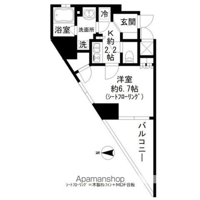 ＧＲＡＮＤ三軒茶屋ＷＥＳＴ[1K/25.77m2]の間取図