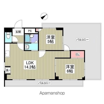コーポときわ[2LDK/53.2m2]の間取図