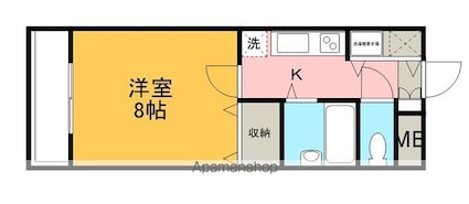 ハイツふじやま２２[1K/26.65m2]の間取図