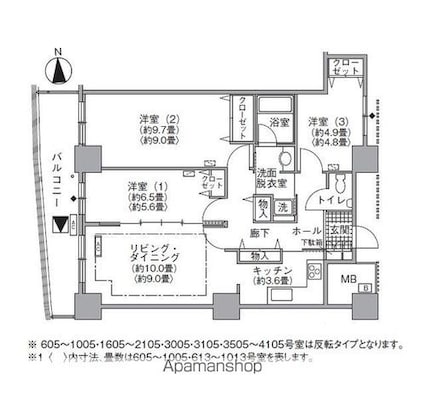 アクティ汐留[3LDK/86.14m2]の間取図
