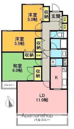 ベル富士見丘[3LDK/84.84m2]の間取図