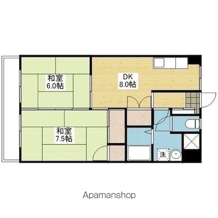 聖和ハイツ　西棟[2DK/56.29m2]の間取図