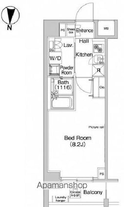 プラウドフラット森下Ⅲ[1K/25.06m2]の間取図
