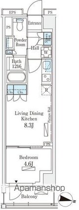 ロイヤルパークス赤羽サウス[1LDK/32.55m2]の間取図