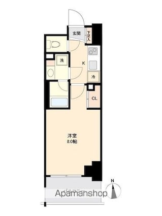 プライマル南砂[1K/25.29m2]の間取図