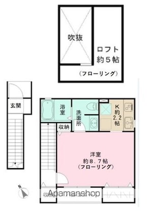 グランヴィスタ四ツ谷[1R/36.59m2]の間取図