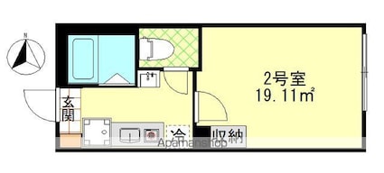 プレット蓮根[1K/19.11m2]の間取図